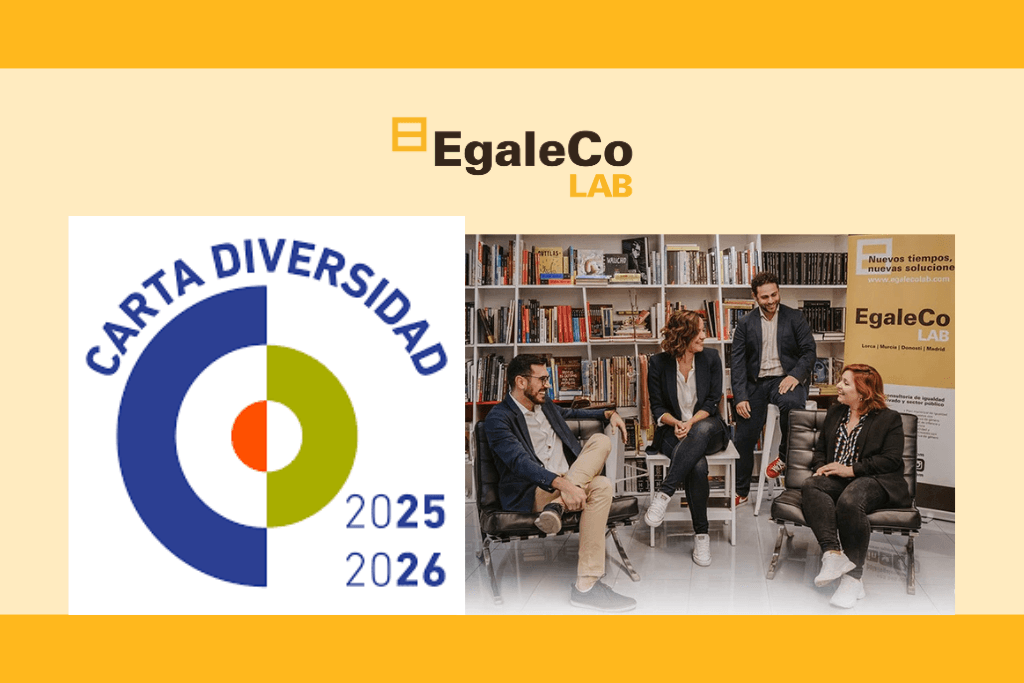 Imagen institucional de EgaleCo Lab con el distintivo de la Carta de la Diversidad 2025-2026, junto a parte del equipo en la sede de la consultora